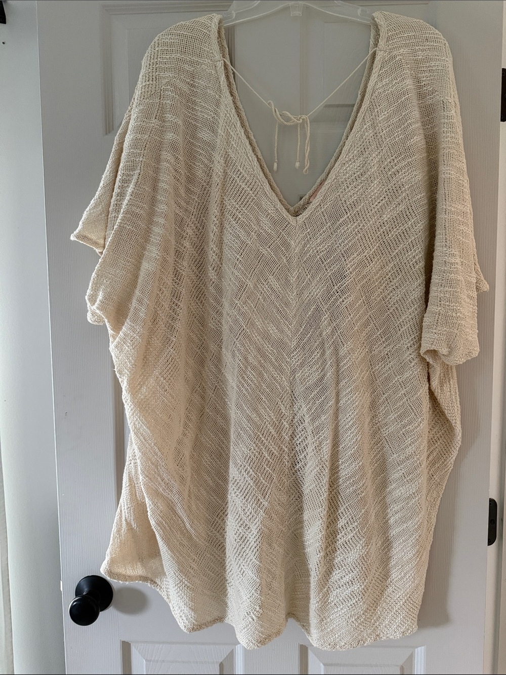 Mara Hoffman Cream Open-Weave V-Neck Swim Coverup
